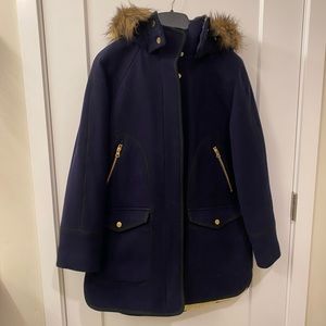 J. Crew Navy Summit Parka in Italian Stadium-Cloth Wool
